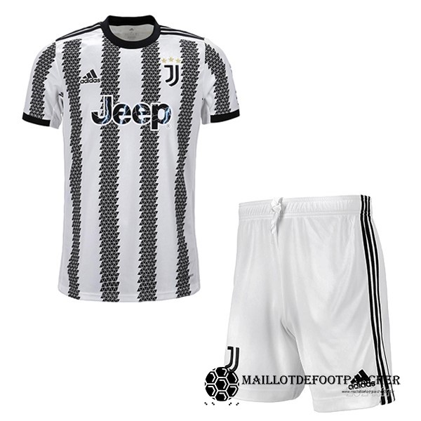 Domicile Conjunto De Enfant Juventus 2022 2023 Blanc Noir Maillot De Foot Personnalisé Pas Cher