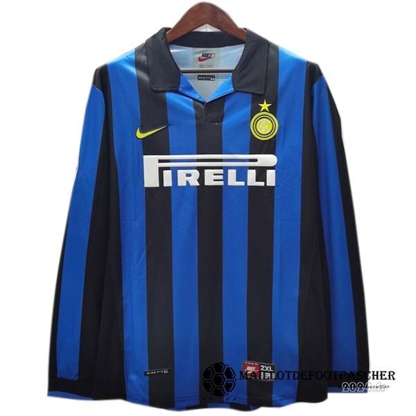 Domicile Manches Longues Inter Milán Retro 1998 1999 Bleu Maillot De Foot Personnalisé Pas Cher