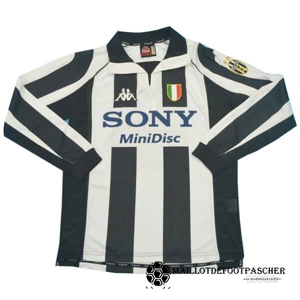 Domicile Manches Longues Juventus Retro 1997 1998 Noir Blanc Maillot De Foot Personnalisé Pas Cher