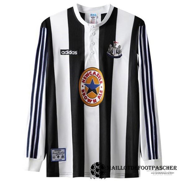 Domicile Manches Longues Newcastle United Retro 1995 1997 Blanc Maillot De Foot Personnalisé Pas Cher