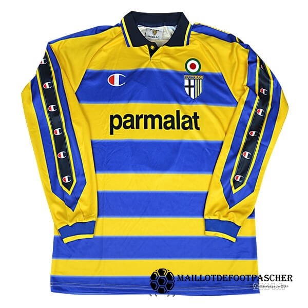 Domicile Manches Longues Parma Retro 1999 2000 Bleu Jaune Maillot De Foot Personnalisé Pas Cher