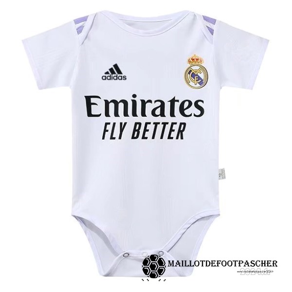 Domicile Onesies Enfant Real Madrid 2022 2023 Blanc Maillot De Foot Personnalisé Pas Cher