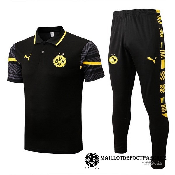 Ensemble Complet Polo Borussia Dortmund 2022 2023 Noir I Jaune Maillot De Foot Personnalisé Pas Cher