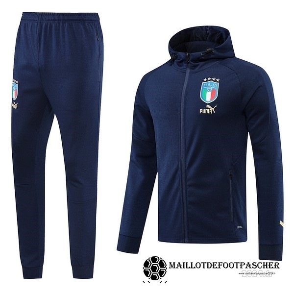 Ensemble Complet Ropa Deportiva Con Cremallera Larga Italie 2022 Bleu Marine Maillot De Foot Personnalisé Pas Cher