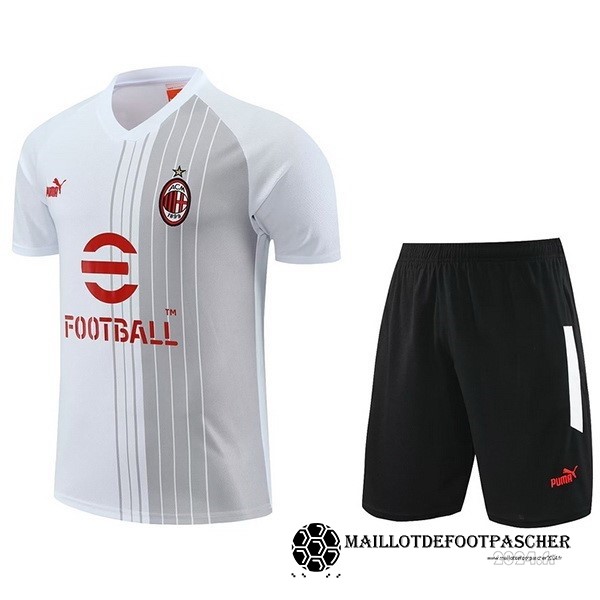 Entrainement Ensemble Complet AC Milan 2023 2024 Blanc Noir Maillot De Foot Personnalisé Pas Cher