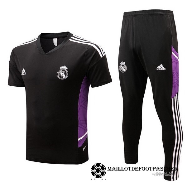 Entrainement Ensemble Complet Real Madrid 2022 2023 Noir Purpura Blanc Maillot De Foot Personnalisé Pas Cher