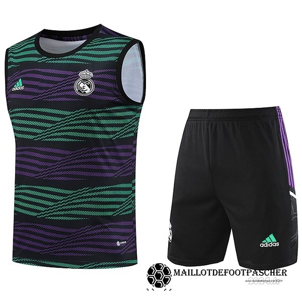 Entrainement Sans Manches Ensemble Complet Real Madrid 2023 2024 Purpura Vert Noir Maillot De Foot Personnalisé Pas Cher