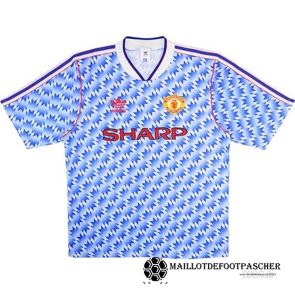 Exterieur Maillot Manchester United Retro 1990 1992 Bleu Maillot De Foot Personnalisé Pas Cher