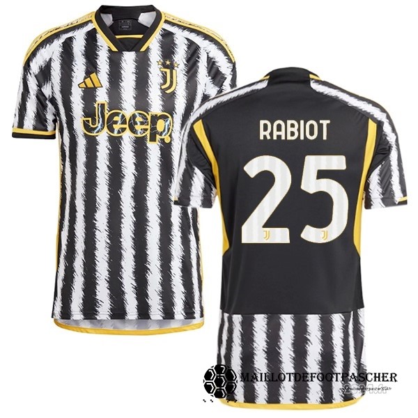 NO.25 Rabiot Thailande Domicile Maillot Juventus 2023 2024 Jaune Noir Maillot De Foot Personnalisé Pas Cher
