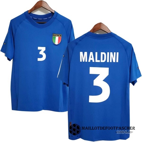 NO.3 Maldini Domicile Maillot Italy Retro 2000 Bleu Maillot De Foot Personnalisé Pas Cher