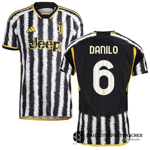 NO.6 Danilo Thailande Domicile Joueurs Maillot Juventus 2023 2024 Jaune Noir Maillot De Foot Personnalisé Pas Cher