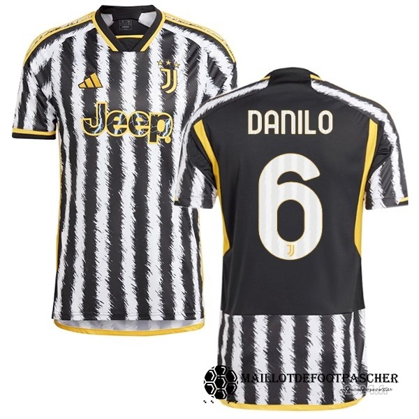 NO.6 Danilo Thailande Domicile Maillot Juventus 2023 2024 Jaune Noir Maillot De Foot Personnalisé Pas Cher