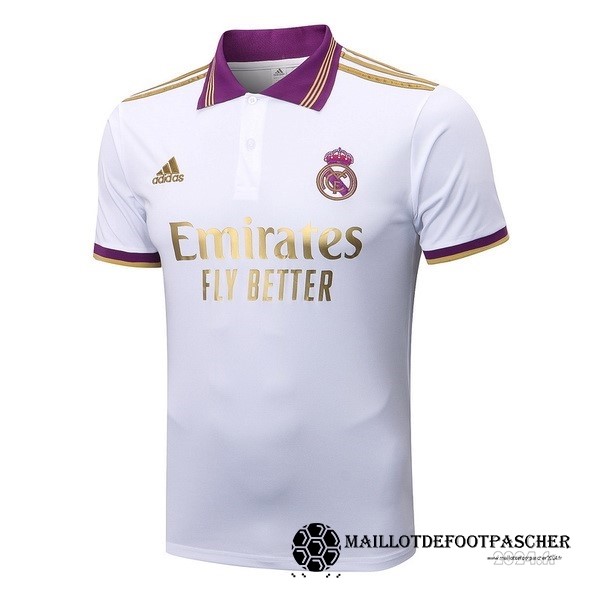 Polo Real Madrid 2022 2023 Blanc Purpura Maillot De Foot Personnalisé Pas Cher