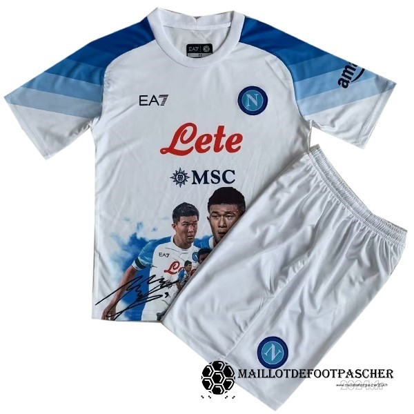 Spécial Conjunto De Enfant Napoli 2022 2023 Blanc Bleu Maillot De Foot Personnalisé Pas Cher