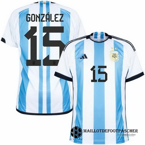 Thailande NO.15 González Domicile Maillot Argentine 2022 Bleu Maillot De Foot Personnalisé Pas Cher