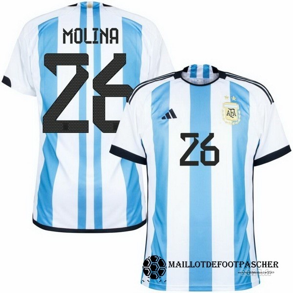 Thailande NO.26 Molina Domicile Maillot Argentine 2022 Bleu Maillot De Foot Personnalisé Pas Cher
