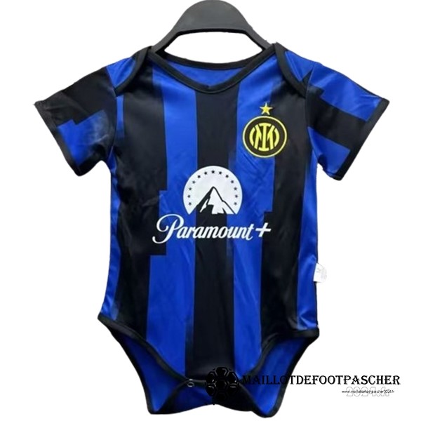 Domicile Bodies Enfant Inter Milán 2023 2024 Bleu Noir Maillot De Foot Personnalisé Pas Cher