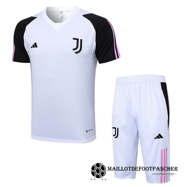 Entrainement Ensemble Complet Juventus 2023 2024 Noir Blanc Rose Maillot De Foot Personnalisé Pas Cher