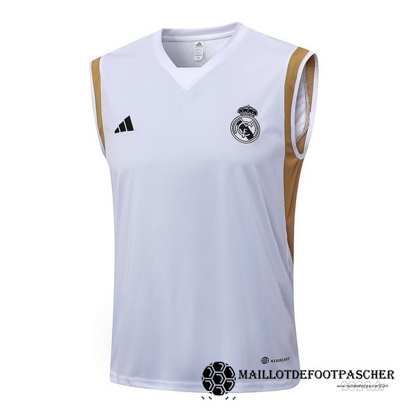 Maillot Sans Manches Real Madrid 2023 2024 Blanc I Jaune Maillot De Foot Personnalisé Pas Cher