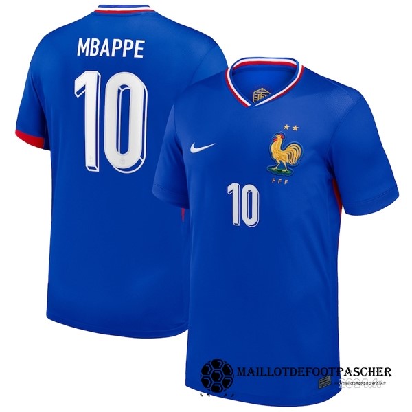 NO.10 Mbappe Thailande Domicile Maillot France 2024 Bleu Maillot De Foot Personnalisé Pas Cher